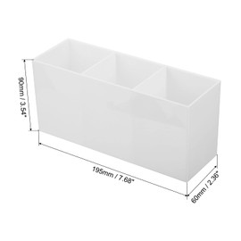 PATIKIL 3 Compartments Clear Acrylic Pen Holder, Pencil Holder Pen Organizer Pencil Cup Makeup Brush Holder Square for Countertop Desk, White