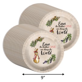 Birthday Galore Peter Rabbit Girl's Baby Shower - 32 Piece Disposable Party Supplies - Spring Baby Shower Decorations - Round Party Plates - Large 9" Paper Plates In Bulk