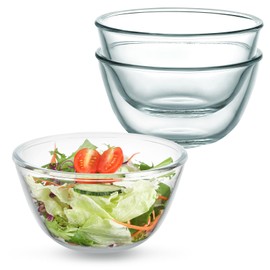 WHJY 3 Pack of Glass Cereal Bowls 6 Inches Glass Mixing Bowls for Kitchen Clear Glass Serving Bowls for Salad Pasta Soup Cereal