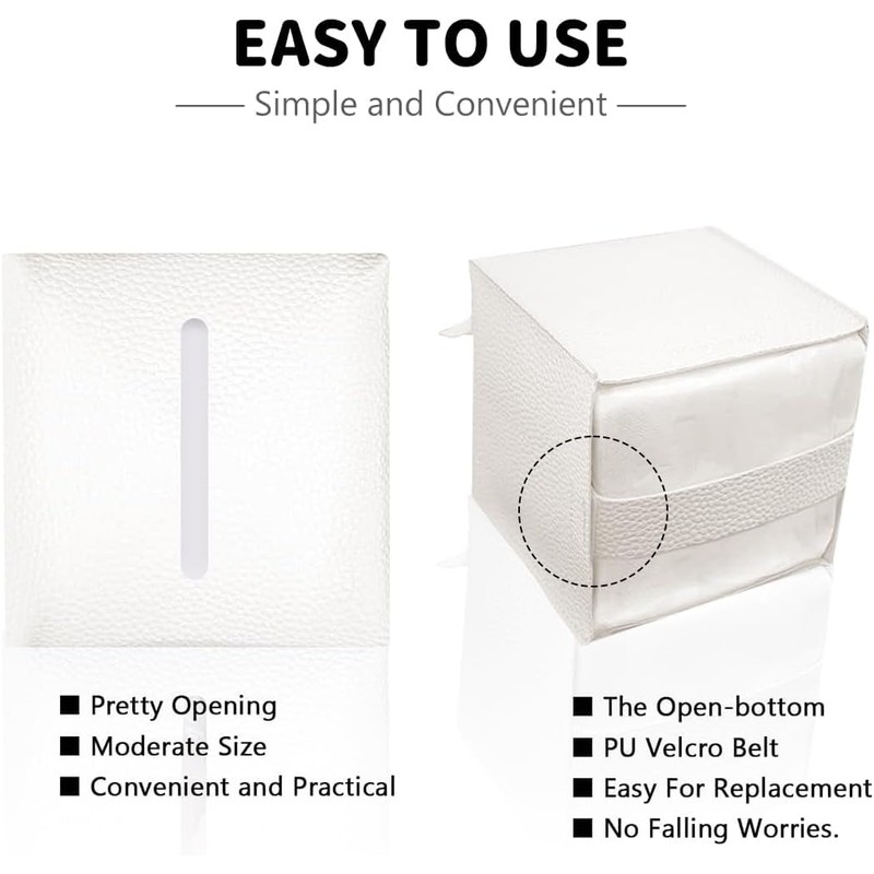 Tissue Box Cover Holder 2 Piece,Square Premium PU Leather Decorative