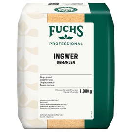 Fuchs Professional - Zenzero macinato | 1000 g in sacchetto riciclabile | Spezia piccante per piatti al curry e chutney | Qualità professionale per professionisti Ho.re.ca e ristoranti