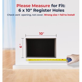VELLEE Quiet Register Booster Fan Fits 6" x 10" Register Holes, 10-Speed Control Heating Cooling AC Vent Booster Fan w/Remote Control & Thermostat Control - White