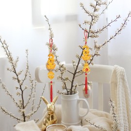 Ciieeo 6pcs Chinese New Year Snake Ornaments 2025 Year Lucky Charms Red Hanging Tassels Fengshui Decor Good Luck Charms Chinese Knot Decoration for Bonsai Wealth Fortune Success Car