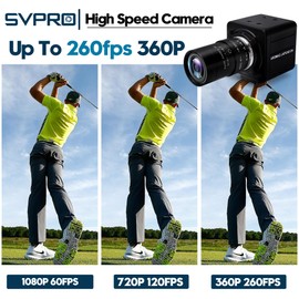 SVPRO 260fps High Speed Glof Swing Camera 1080P 60fps Manual Focus Computer Webcam with 5-50mm Lens 10X Optical Zoom Close-ups for Windows Linux MacOS Android Raspberry Pi