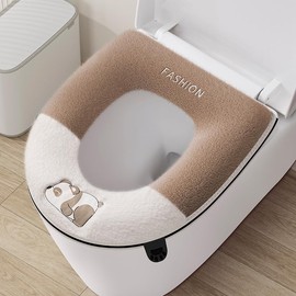 YUIXLIN Toilet Seat Cover for Bathroom, Toilet Seat Cushion Covers Soft Thicker Warmer Washable Toilet Seat Cover Pads with Zipper Handle Home Reusable (Coffee Color)