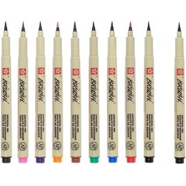 Pigma Micron Sakura Brush - 9 Colours (Pack of 10)