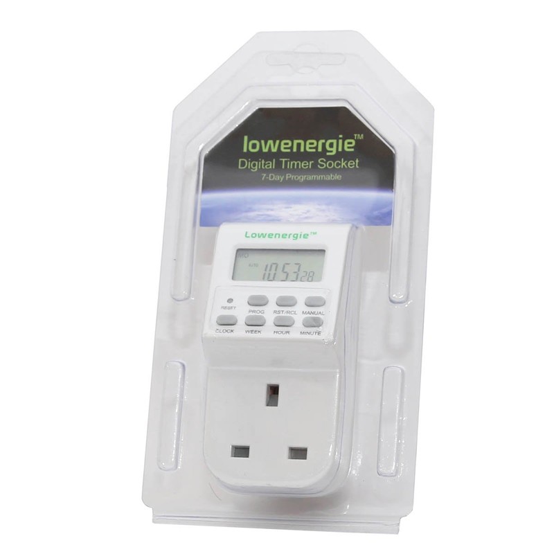 Lowenergie 7 Day Programmable Digital Plug-In Electronic Timer socket 12-24