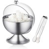 Sugar Bowl with Roll Top Stainless Steel Spherical Candies Bowl and 4.3 Inch Sugar Tong Stainless Sugar Clip for Household Kitchen Coffee Bar Beverage Serving