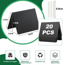 Gykutix Pack of 20 Chalkboards, Small PVC Chalkboards, V Shape Buffet Signs, Price Tags, Stand with 3 Chalk Pens for Place Cards, Kitchen Notes, Wedding, Party, Cafe, Bakery