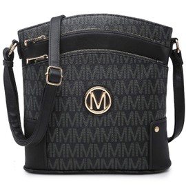 MARCO M KELLY Crossbody Bag for Women Travel PU Leather Multi Pockets Crossbody Purses Monogram Zip Shoulder Bags