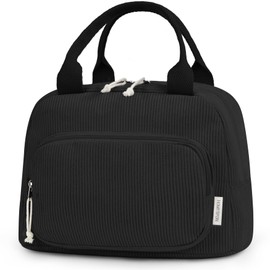 HOMESPON Insulated Lunch Bag for Women Men Adult Cute Corduroy Cool Bag Lunch Box Container Large Capacity Lunch Tote for Work School or Picnic(Black)