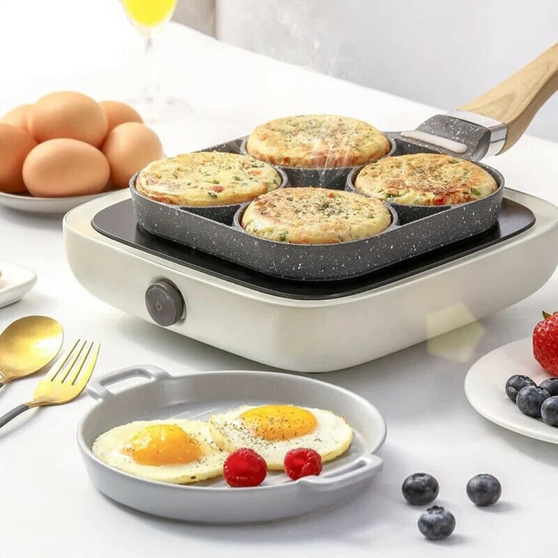 4 Cup Fried Egg Pancake Burger Pan Non Stick Breakfast