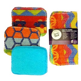 World's Best Pot Scrubbers. 4 Multi Pack. 1 Large + 2 Flat + 1 Foam. Dishwasher Safe. Assorted Colors.