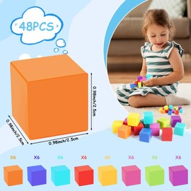 HOTUT Magnetic Blocks, 48 Pcs Montessori Magnetic Cubes with Storage Bag, Magnetic Stacking Cubes for Toddlers, 3D Color Building Blocks Magnet Cube Toys Learning Toys for Kids Boys Girls Age 3-8