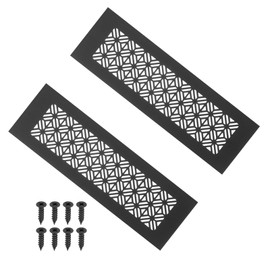 PATIKIL 10 x 3 Inch Door Air Vent Cover, 2 Pcs Heavy Duty Aluminum Grille Ventilation Cover Louvered with Mounting Screws for Cabinet Wardrobe Door, Black