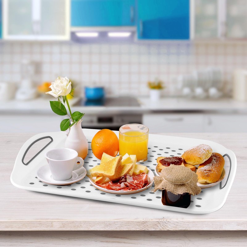 MDLUU Large Non-Slip Serving Tray with Handles, Food Serving Platter,
