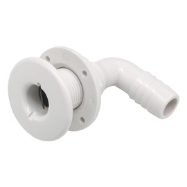 Thru Hull Scupper Flapper Valve, 3/4 Inch Thru Hull Fittings, 90 Degree Elbow Angled White Finish, Fits 3/4 Inch ID Hose, Fits Hulls Up to 1-1/4 Inch Thick, Through Hull Fittings for Boats