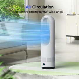 Bladeless Fan,22Inch Cooling Tower Fan 80° Oscillating with Remote, 9H Timer, 8 Speeds, Portable Quiet Cooling Fan for Indoor, Bedroom, Home Office Room