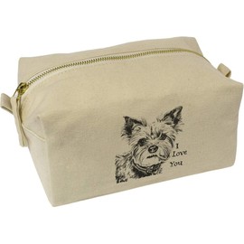 'I Love You with Yorkshire Terrier' Canvas Wash Bag/Makeup Case (CS00036978)