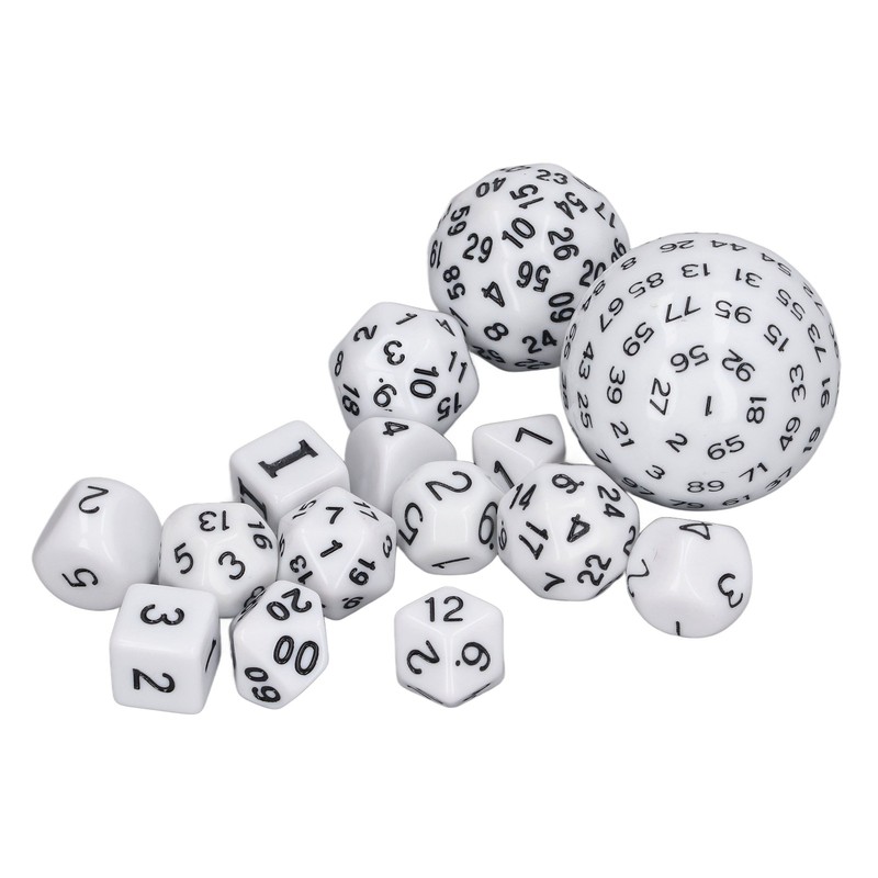 15pcs Complete Polyhedral Dice Set Acrylic D3 to D100 Spherical