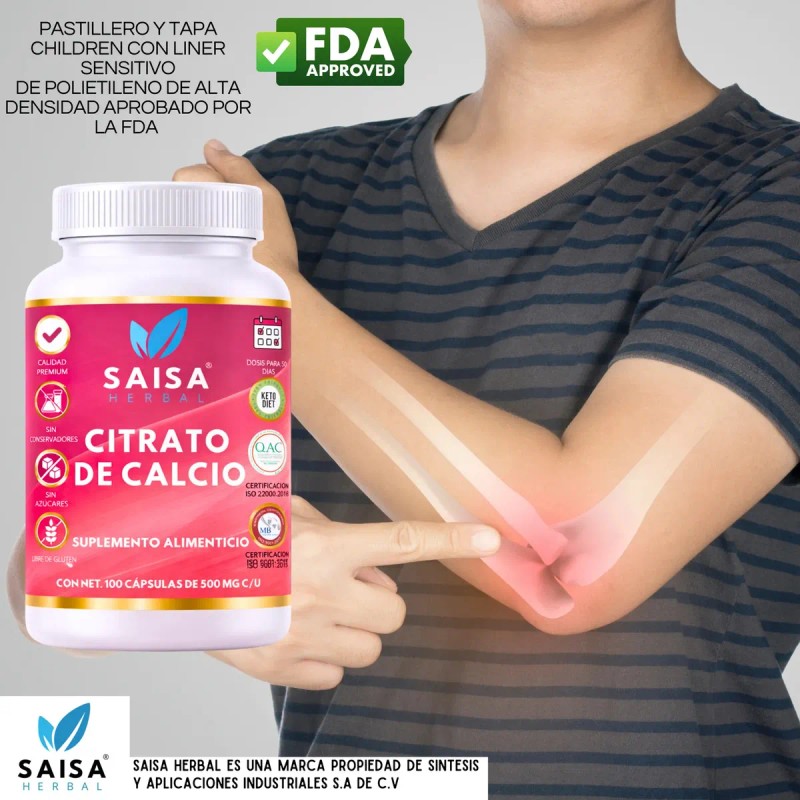Citrato Calcio Saisa Herbal Suplemento Huesos Dientes Fuertes