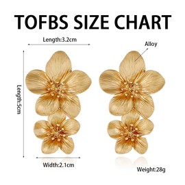 TOFBS Earrings Women's Earrings Fashion Double Layer Drop Earrings Hypoallergenic Earrings Flower Jewellery Accessories for Everyday Use, Alloys