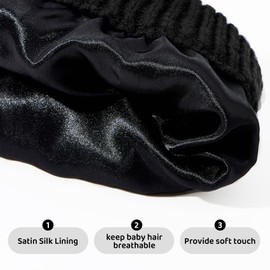 Durio Infant Satin Lined Beanie for Baby Girl Hats Baby Beanies 6-12 Months Warm Winter Hat for Newborn Hats for Baby Girls Knitted Baby Hats 12-18 Months Baby Boy Essentials Caps Black 6-36 Months