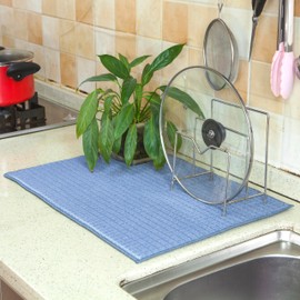 Home Beyond & HB design - Microfiber Dish Drying Mat for Kitchen - Absorbent Waffle Kitchen Counter Mat - 15x20-Inch, Blue