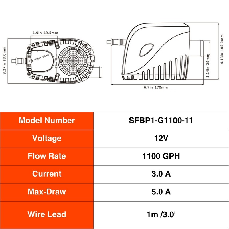 SEAFLO Automatic 1100GPH Submersible Bilge Water Pump 4 Year Warranty