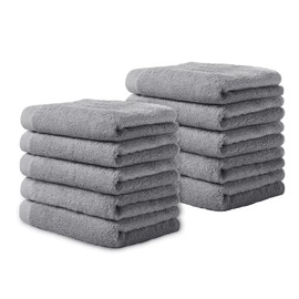 Yoofoss Baby Wash Cloths Pack of 10 25 x 25 cm Hand Towels Soft Wash Cloths Small Cloths Multifunctional Bamboo Fibre Face Towels for Infants Children Grey