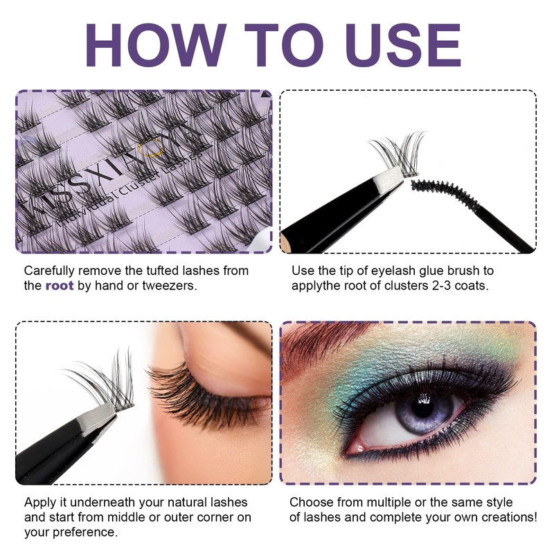 KISSXIAOYA Cluster Eyelash Extension, Lashes, Eyelash Curler, Eyelash Seal, Tweezers,