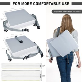 Kugooyi Booster Seat Chair, Thick Booster Seats, Waterproof with Safety Buckle, Non-Slip Base, Washable, Soft Children's Dining Table, Backrest, Portable Travel Raised Cushion (Double PU Grey)