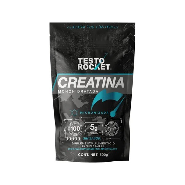 Creatina monohidratada micronizada 500g sin sabor Testo Rocket pre workout