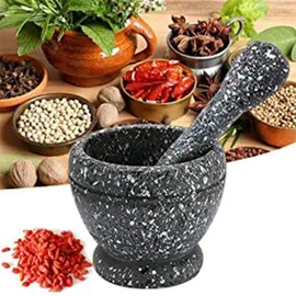 Leoyee Garlic Press, Mortar and Pestle, Easy to Clean Mini Garlic Grinding Tool Kitchen Tool Food, Squeezer Garlic Press (Granite Grain)