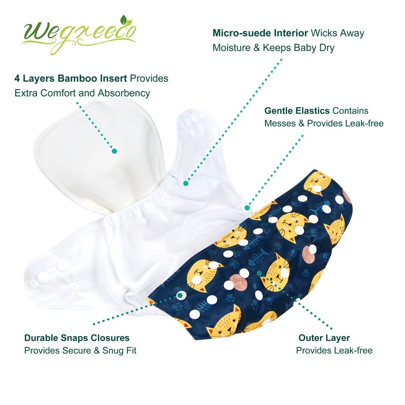 wegreeco - Pañales lavables y reutilizables con bolsillo para bebé,