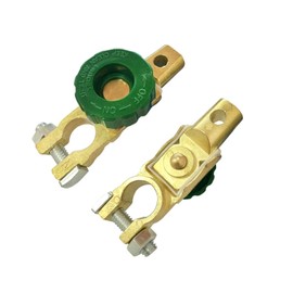 Titgoes 2 PCS Battery Disconnect Switch, Quick Disconnect Battery Cut Off Switch, Heavy-Duty Brass Cable Master Isolator, Provide Power Cut-Off Protection, Universal for Cars Trucks (Green)