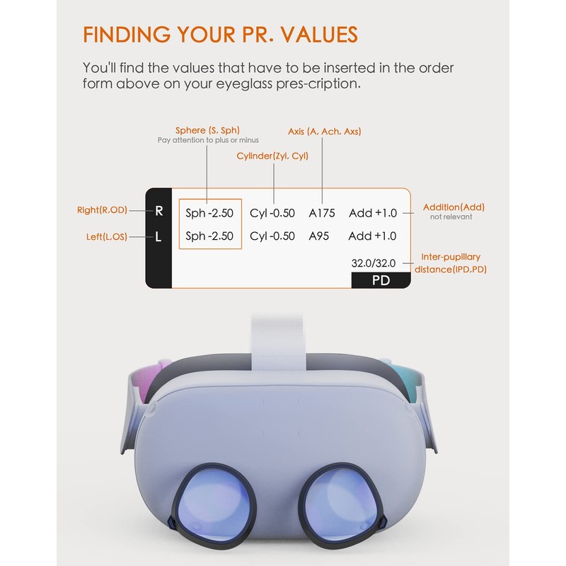 Amavasion Glasses Lenses Compatible with Quest 3S/2, VR Lenses Insert