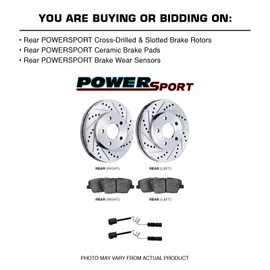 PowerSport Rear Brakes and Rotors Kit |Rear Brake Pads| Brake Rotors and Pads| Ceramic Brake Pads and Rotors - BLCR.35165.02