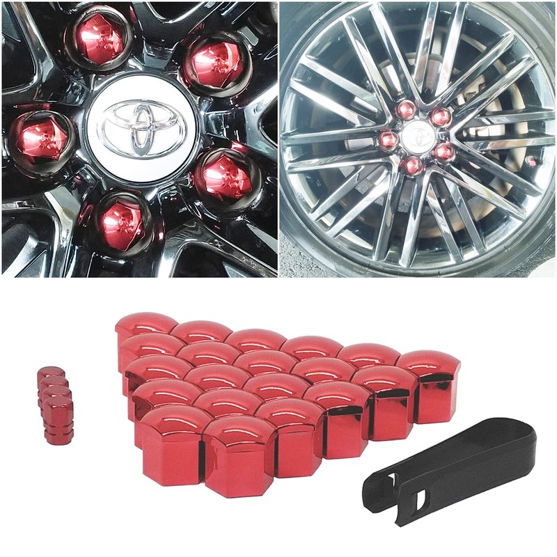 [STS Michiko] Wheel Nut Cap Red Metallic Color Air Valve