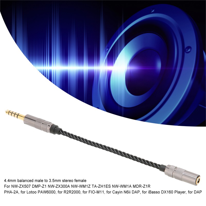 Headphone Adapter Cable Gold Plated 4.4MM Balanced Male to 3.5MM