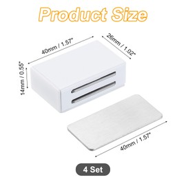 uxcell 4 Pack Adhesive Magnetic Cabinet Door Catches, Magnetic Cabinet Latch Stainless Steel Door Catch for Cupboard Drawer Kitchen Wardrobe Closet, White