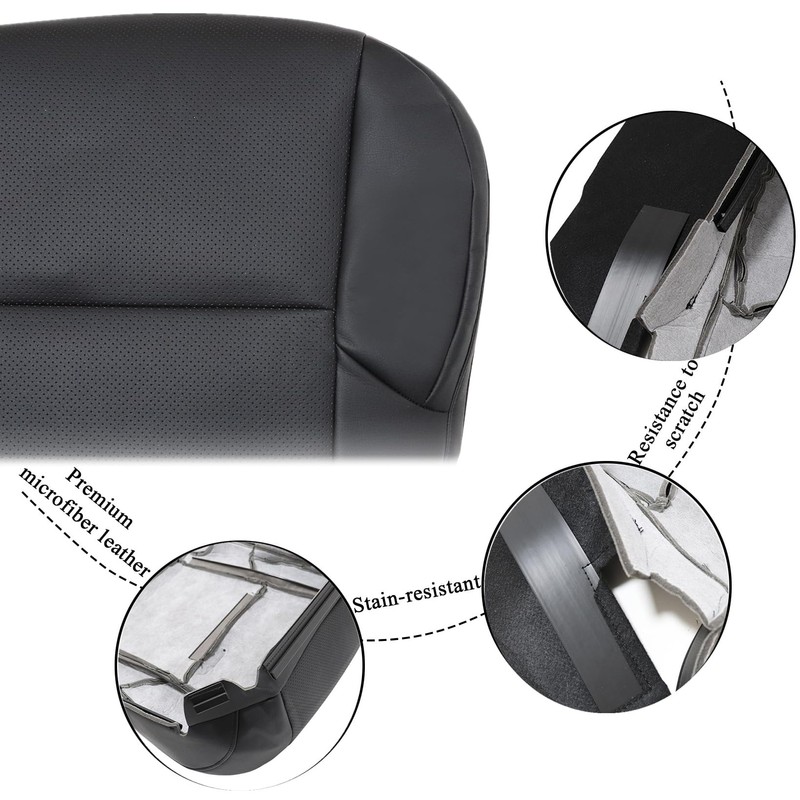 NLQR Front Driver Side Bottom Replacement Seat Cover Black Perforated