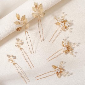 7 Pieces Gold Hair Accessories for Women Wedding Hair Pieces for Brides Pearl Crystal Bridal Hair Pins Vintage Hair Decorations for Bride Bridesmaids