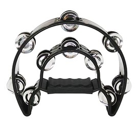 Soulmate Tambourine Double Row Tambourine for Adult Metal Jingles Hand Held Percussion Musical Instrument Gifts for Kids and Adults KTV, Party (Black Tamboruine)