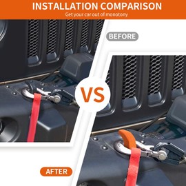 SQQP Bumper Tow Hook Covers 2Pcs Compatible with 2007-2018 Jeep Wrangler JK JKU/for 2018-2025 JL JLU & Jeep Gladiator JT Exterior Accessories(Orange)