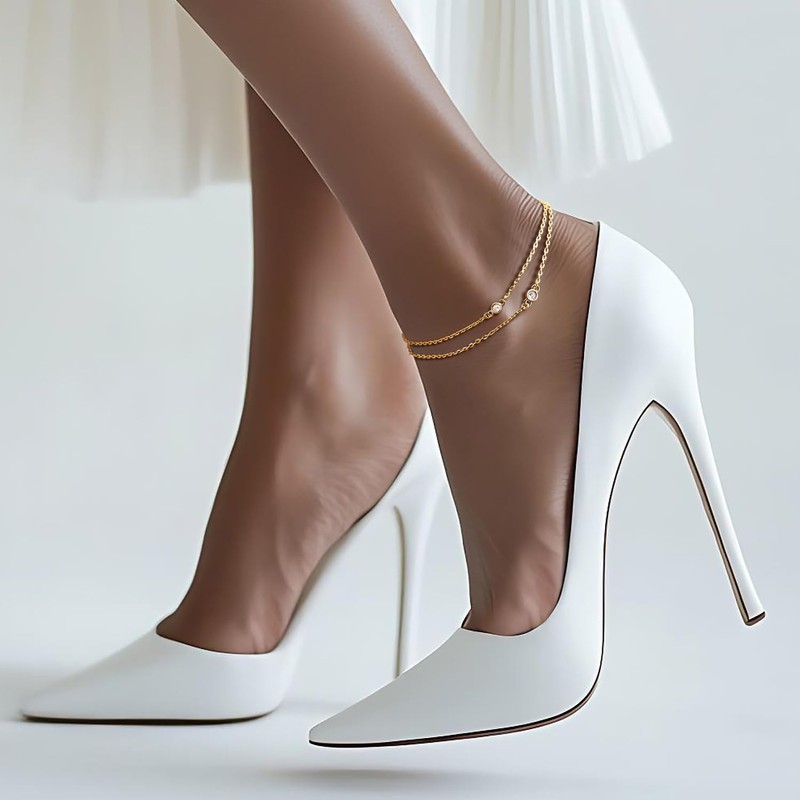 AOZELAN Gold Anklets for Women 14K Gold Ankle Bracelets for