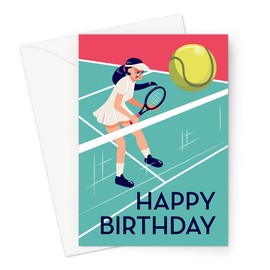 LEMON LOCO Happy Birthday Tennis Greeting Card | Tennis Player Concentrating On Game Happy Birthday Card, Hobby Birthday Card For Tennis Player