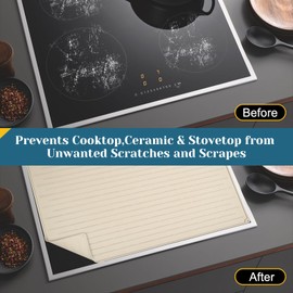 Cook's Aid Stove Top Cover for Electric Stove - Silicone Stove Mat for Glass Top Stove, Glass Cooktop Protector, Dish Mat Drying Kitchen Mat (Beige, 20x28 Inch)