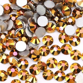 Jollin Glue Fix Crystal Flatback Rhinestones Glass Diamantes Gems for Crafting Nail Art Crafts Decorations Clothes Shoes 4.8mm (ss20 1440pcs, Gold Hematite)