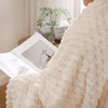 Cream White Throw Blanket 50"×60" inches Fuzzy 3D Jacquard Decorative